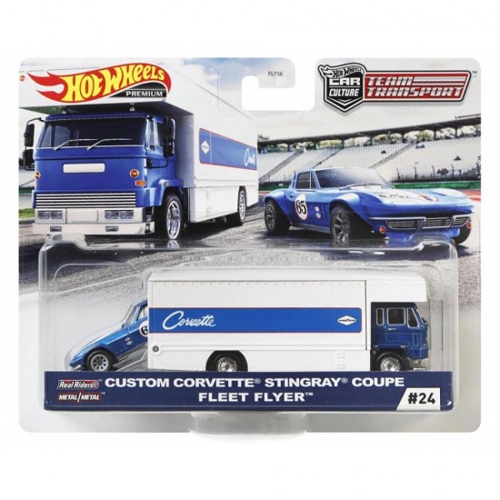Camion Hot Wheels Mattel Car Culture Coupe Fleet Flyer cu masina Custom Corvette