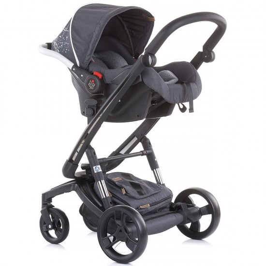 Carucior Chipolino Electra 3 in 1 Silver cu cadru negru