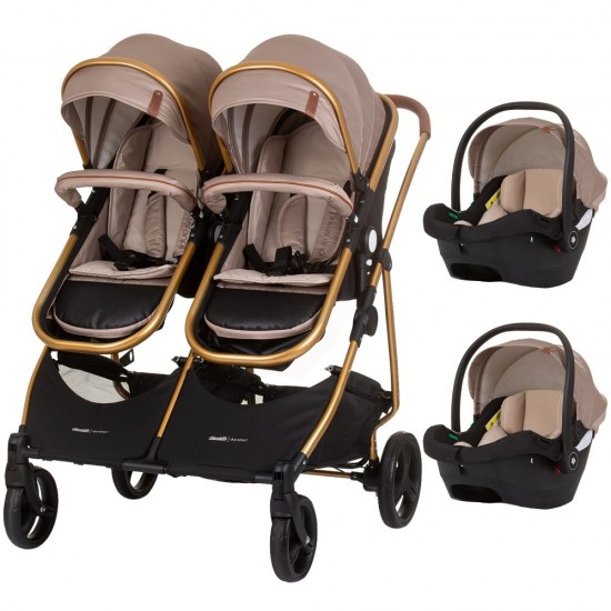 Carucior gemeni 3 in 1 Chipolino Duo Smart Golden Beige