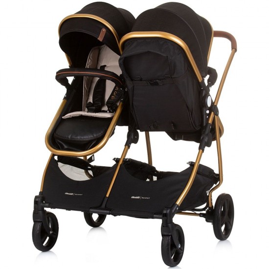 Carucior gemeni 3 in 1 Chipolino Duo Smart Obsidian Gold