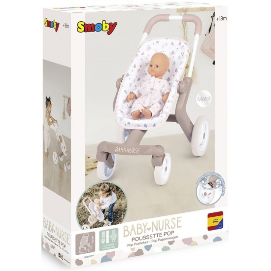 Carucior sport pentru papusi Smoby Baby Nurse Poussette Pop Crem