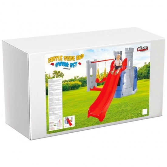 Centru de joaca Pilsan Castle Slide and Swing Set Grey