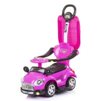 Masinuta de impins Chipolino Super Car Pink cu maner si copertina