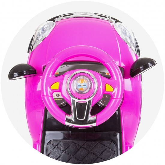 Masinuta de impins Chipolino Super Car Pink cu maner si copertina