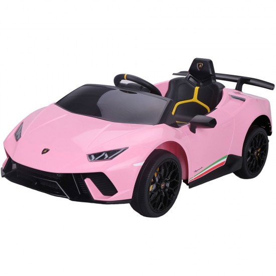 Masinuta electrica Chipolino Lamborghini Huracan Pink cu scaun din piele ecologica si roti EVA