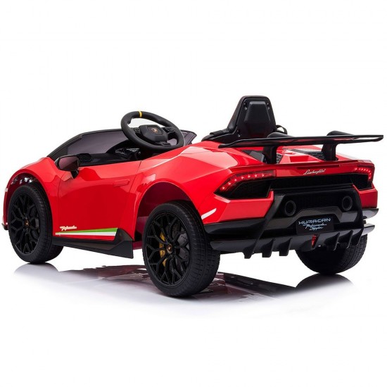 Masinuta electrica Chipolino Lamborghini Huracan Red cu scaun din piele ecologica si roti EVA