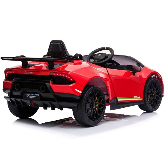 Masinuta electrica Chipolino Lamborghini Huracan Red cu scaun din piele ecologica si roti EVA