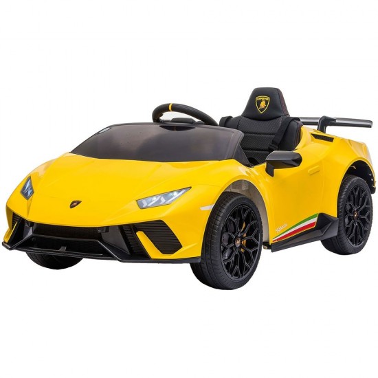 Masinuta electrica Chipolino Lamborghini Huracan Yellow cu scaun din piele ecologica si roti EVA