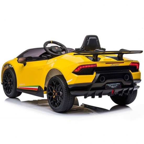 Masinuta electrica Chipolino Lamborghini Huracan Yellow cu scaun din piele ecologica si roti EVA