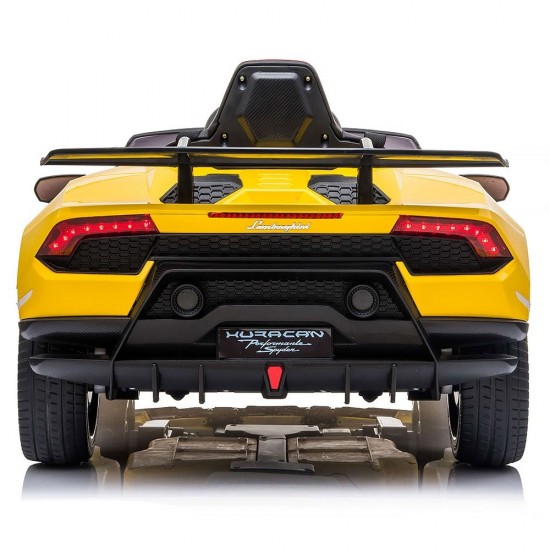 Masinuta electrica Chipolino Lamborghini Huracan Yellow cu scaun din piele ecologica si roti EVA