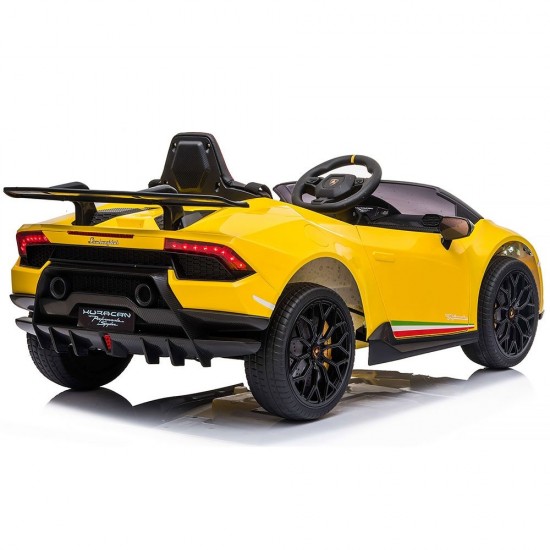 Masinuta electrica Chipolino Lamborghini Huracan Yellow cu scaun din piele ecologica si roti EVA