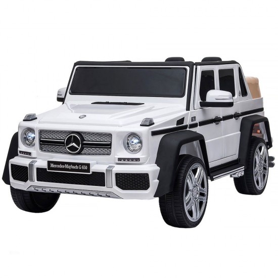 Masinuta electrica Chipolino SUV Mercedes Maybach G650 White cu scaun din piele ecologica si roti EVA