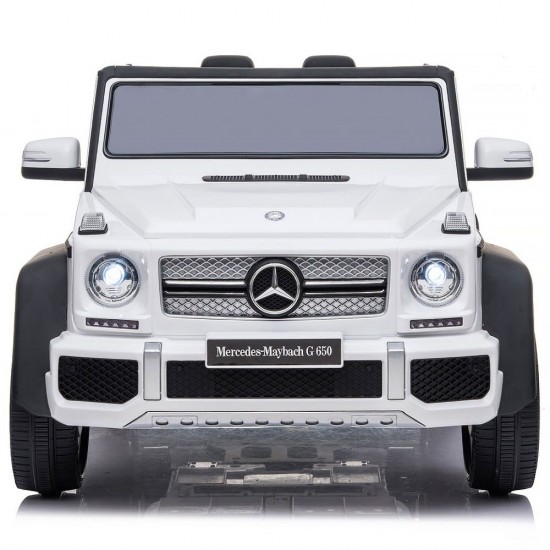 Masinuta electrica Chipolino SUV Mercedes Maybach G650 White cu scaun din piele ecologica si roti EVA