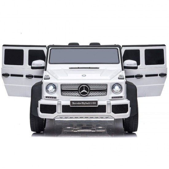 Masinuta electrica Chipolino SUV Mercedes Maybach G650 White cu scaun din piele ecologica si roti EVA