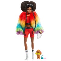 Papusa Barbie Extra Style Curcubeu GVR04 cu figurina si accesorii