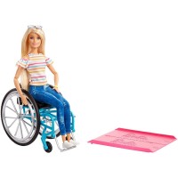 Papusa Barbie Fashionistas in scaun cu rotile si rampa