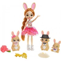 Papusa Enchantimals Brystal Bunny Family cu 3 figurine si accesorii
