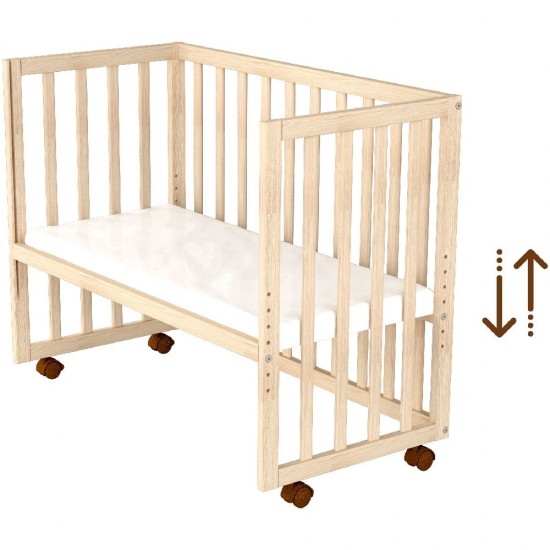 Patut copii din lemn co-sleeper Hubners Eva 94x46 cm natur