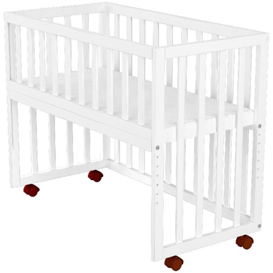 Patut copii din lemn co-sleeper Hubners Matei 94x46 cm alb