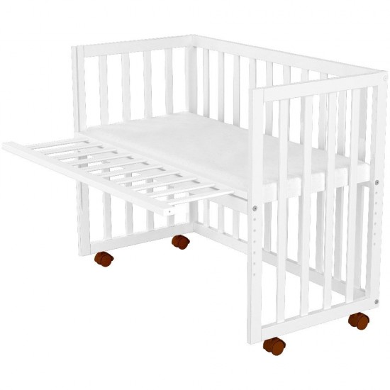 Patut copii din lemn co-sleeper Hubners Matei 94x46 cm alb