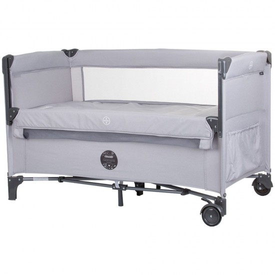 Patut pliabil Chipolino Relax Ash Grey Linen cu laterala culisanta