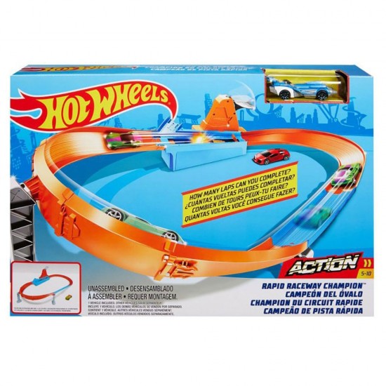 Pista de masini Hot Wheels Mattel Rapid Raceway Champion cu masinuta