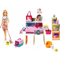 Set de joaca Barbie - Magazin accesorii animalute cu papusa