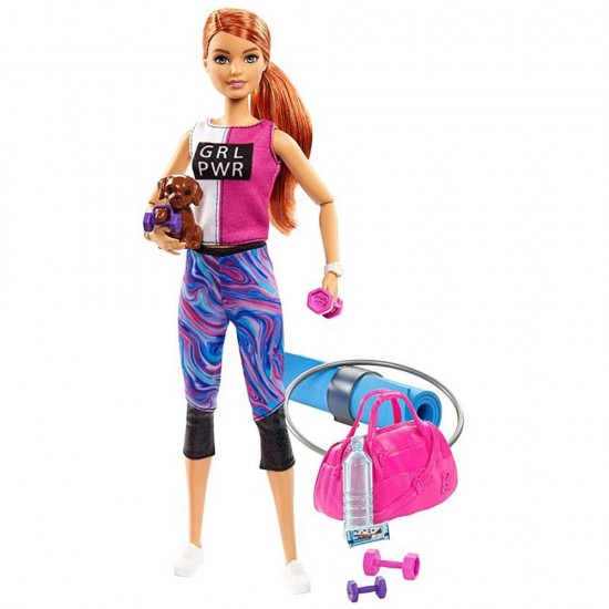 Set papusa Barbie la sala de sport cu figurina si accesorii