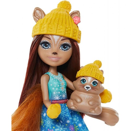 Set Enchantimals Mattel papusa Sharlotte Squirrel, figurina Peanut si accesorii