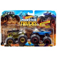 Set Hot Wheels by Mattel Monster Trucks Demolition Doubles Bone Shaker vs Rodger Dodger