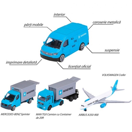 Set Majorette MAERSK Logistic cu 4 vehicule