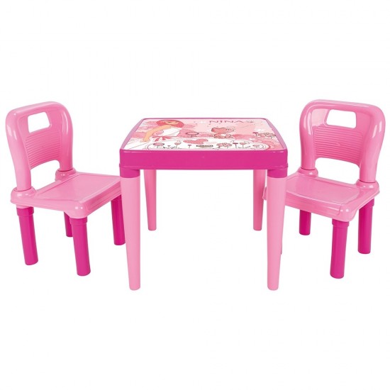 Set masuta cu 2 scaune pentru copii Pilsan Hobby Study Table Pink