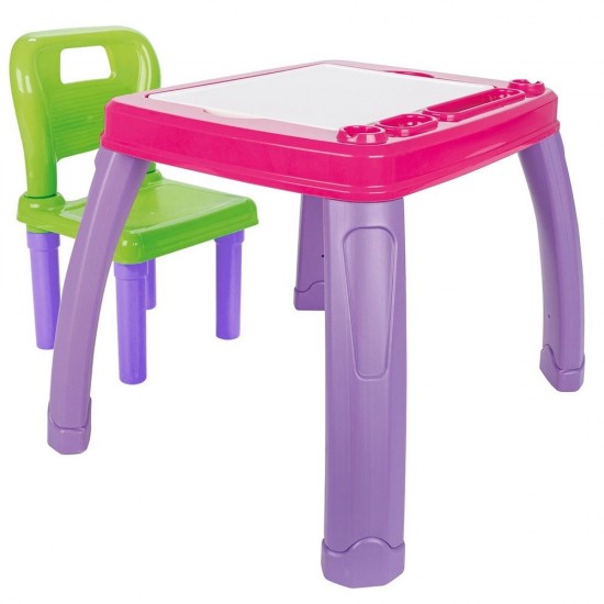 Set masuta cu scaun pentru copii Pilsan Study Table Pink Green