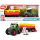 Tractor Simba ABC Fendt Animal Trailer 30 cm cu lumini, sunete, remorca si figurina