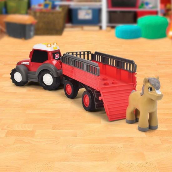 Tractor Simba ABC Massey Ferguson Animal Trailer 30 cm cu lumini, sunete, remorca si figurina