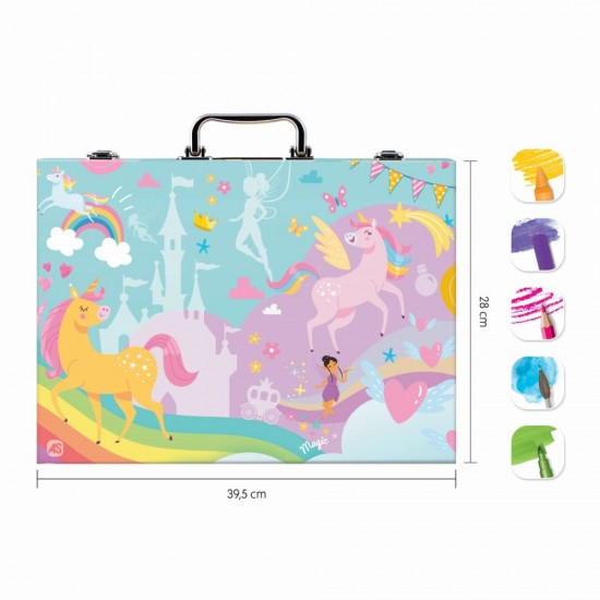 Set de desen Art Case Deluxe cu 100 de accesorii Unicorn