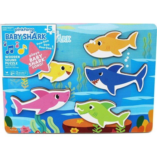 Puzzle din lemn muzical Baby Shark 5 piese