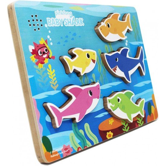 Puzzle din lemn muzical Baby Shark 5 piese