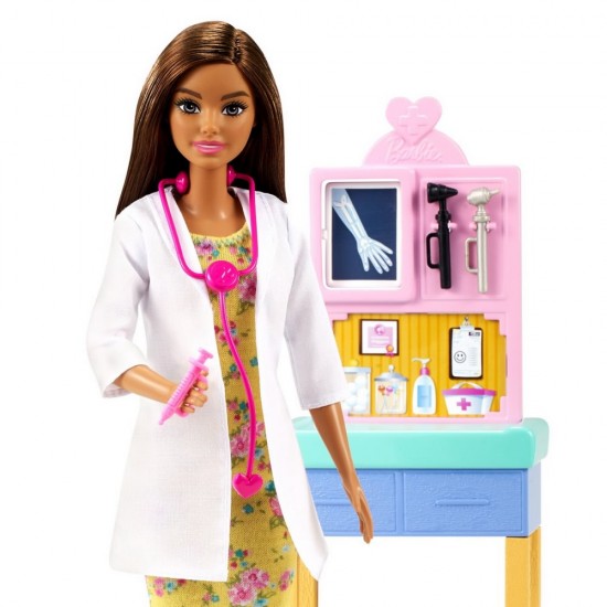 Set Barbie Cariere cu papusa doctor pediatru satena