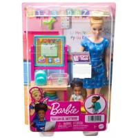 Set de joaca Barbie Cariere - Papusa blonda profesoara cu mobilier