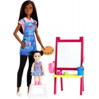 Set Barbie Cariere - Mobilier cu papusa bruneta profesoara de pictura