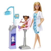 Set mobilier cu papusa Barbie doctor stomatolog blonda