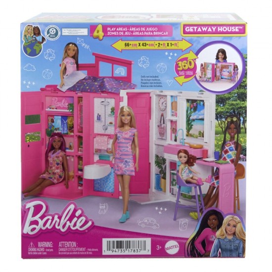 Casa de papusi Barbie pliabila cu 4 zone si accesorii