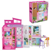 Casa de papusi Barbie pliabila cu 4 zone si accesorii