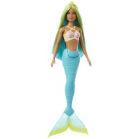 Papusa sirena cu corest galben si coada portocalie Barbie Dreamtropia 