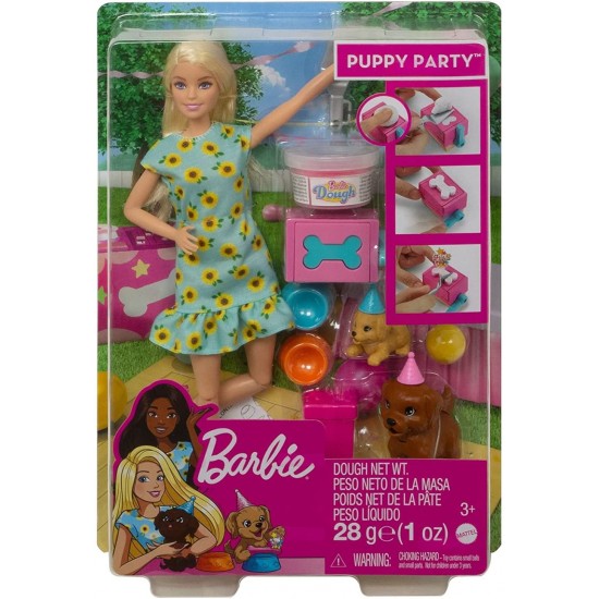 Set papusa Barbie cu catelusi Puppy Party