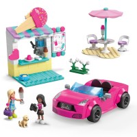 Set de joaca Barbie Mega Bloks cu masina decapotabila si stand de inghetata 226 piese