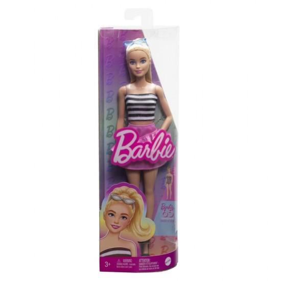 Papusa Barbie Fashionistas blonda cu fustita roz