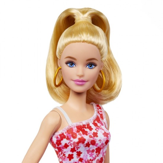 Papusa Barbie Fashionistas blonda cu rochita cu floricele