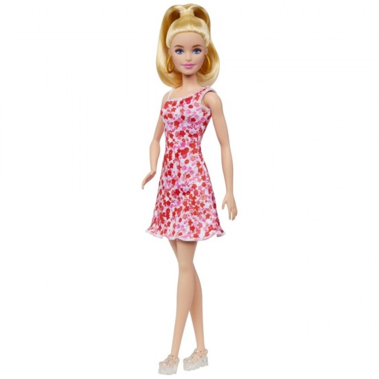 Papusa Barbie Fashionistas blonda cu rochita cu floricele